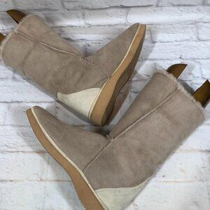 Riedell Red Wing Tall Beige Suede Boots Vibram Sole Womens 10  (f4k)